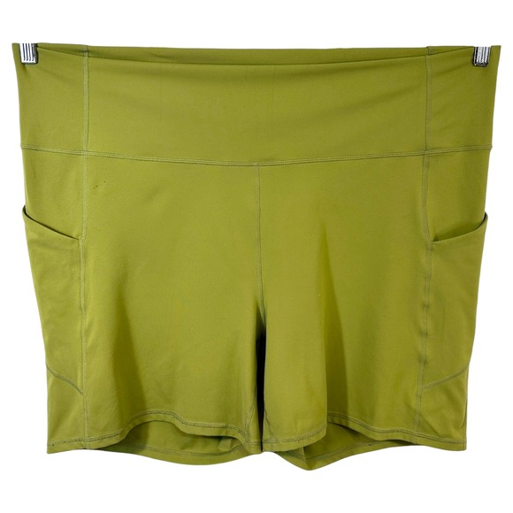 Fabletics Pants - Fabletics Plus Size 3X Shorts Pure Luxe Olive Green High Waist Side‎ Pockets 556